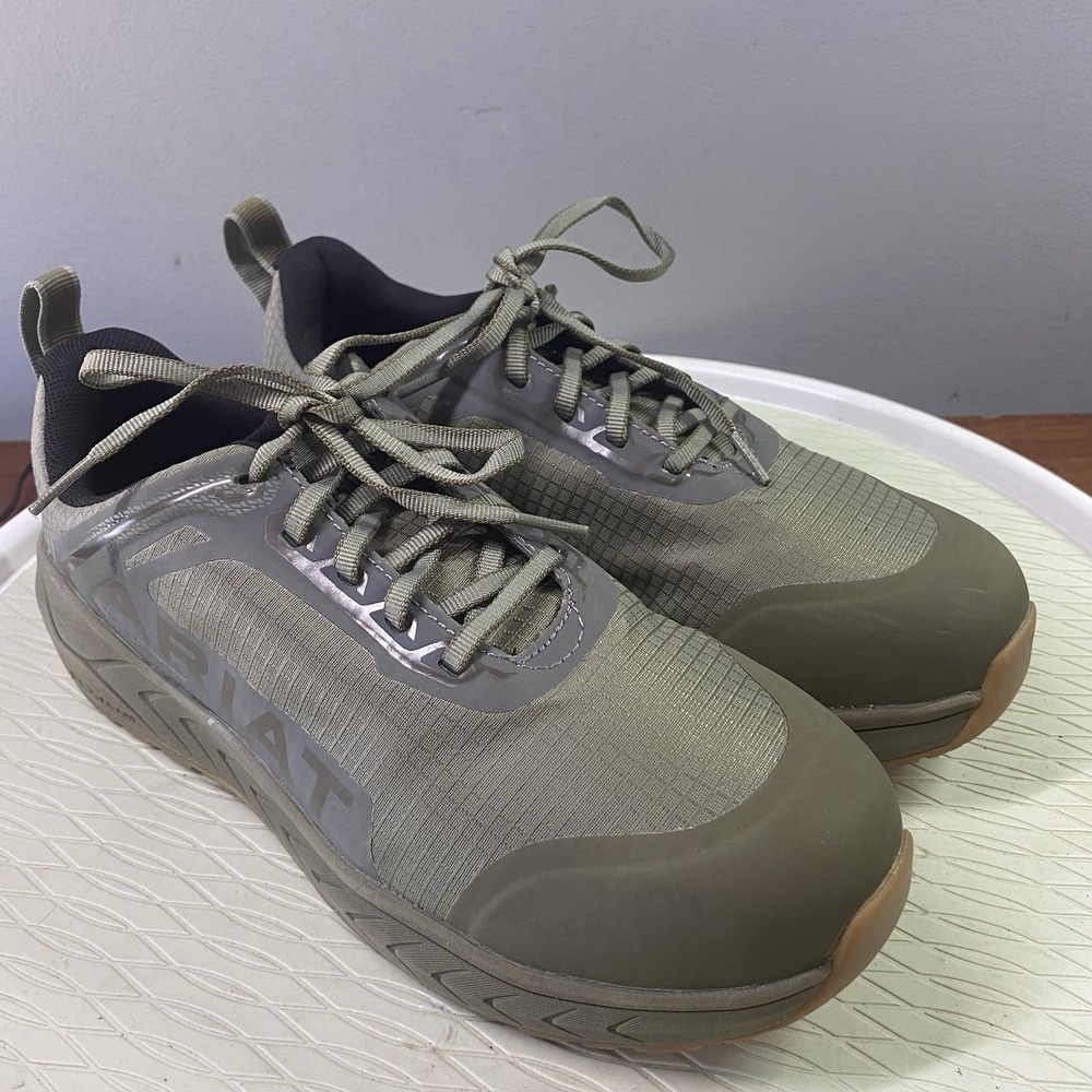 Ariat Outpace Men Composite Toe ASTM Safety Work Shoe Comp Toe Army Green Sz 7EE